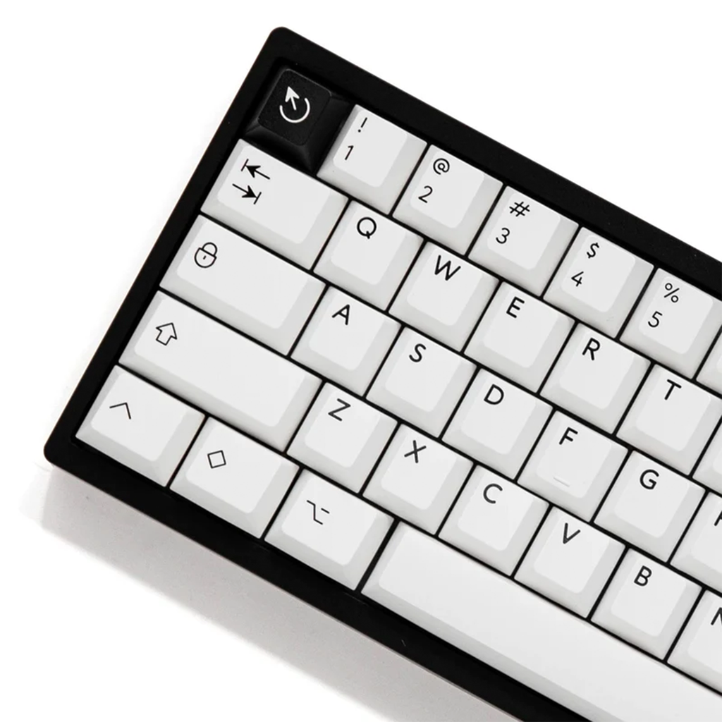 Jeu de Touches PBT Double Moulage Profil Cherry Noir sur Blanc