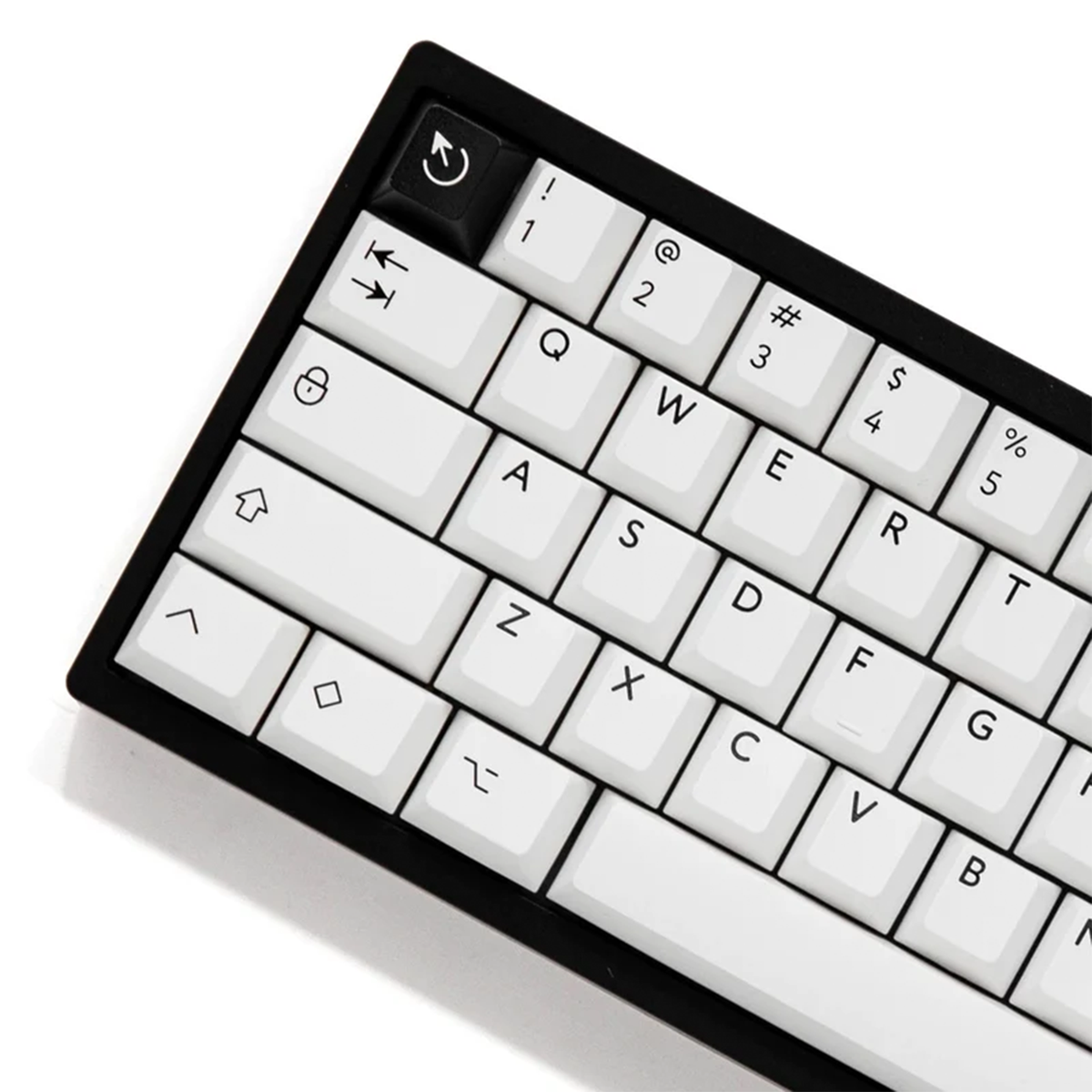 Jeu de Touches PBT Double Moulage Profil Cherry Noir sur Blanc