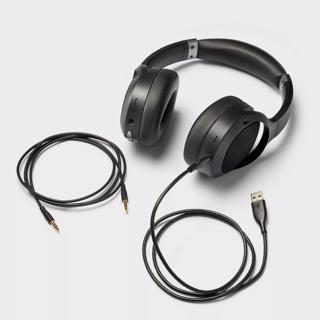 Noir Casque Bluetooth Sans Fil à Réduction de Bruit Active avec Micro et Câble Détachable